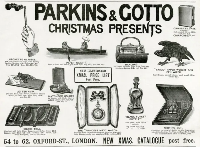 Framed Print : Advert for Parkins & Gotto 1895 Framed Print : Advert for Parkins & Gotto 1895
