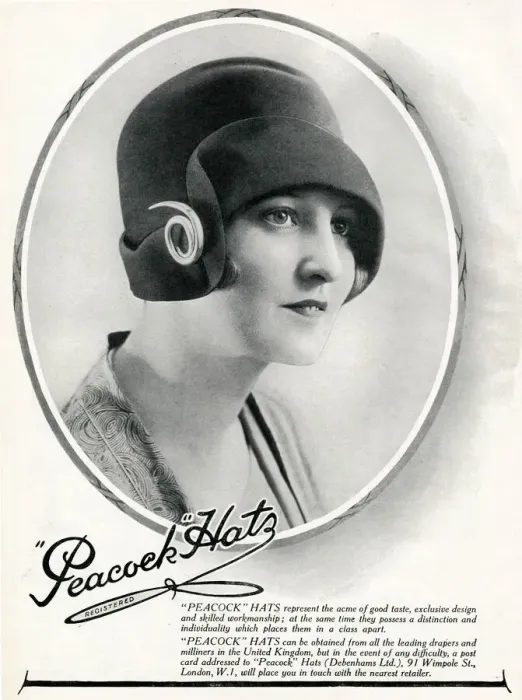 Framed Print : Advert for Peacock hats 1927