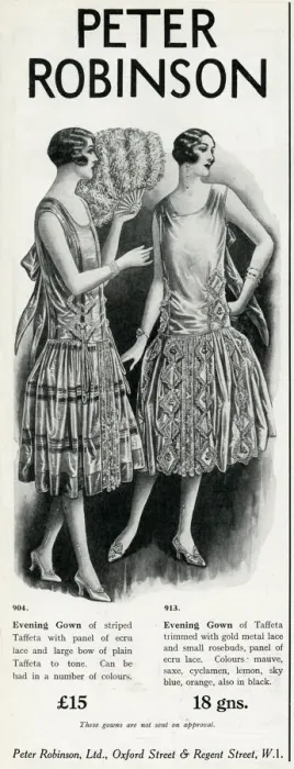 Framed Print : Advert for Peter Robinson womens evening gowns 1925