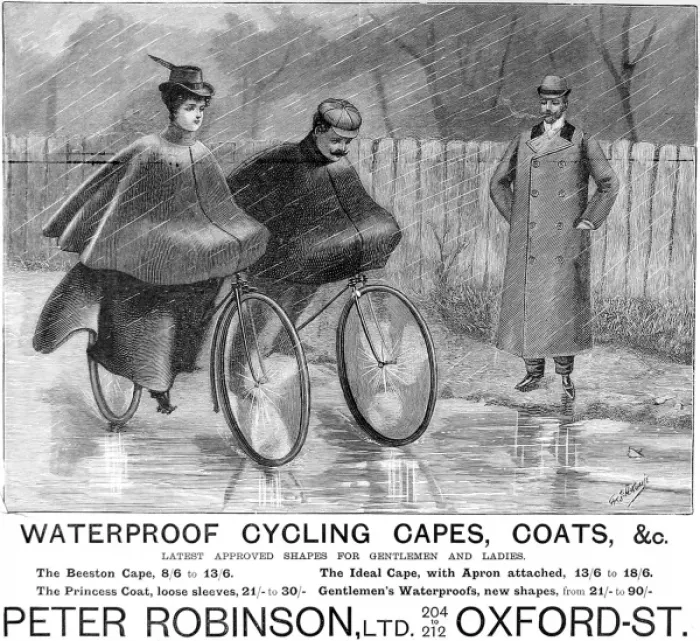 Framed Print : Advertisement for Peter Robinsons Waterproof Cycling Capes Framed Print : Advertisement for Peter Robinsons Waterproof Cycling Capes