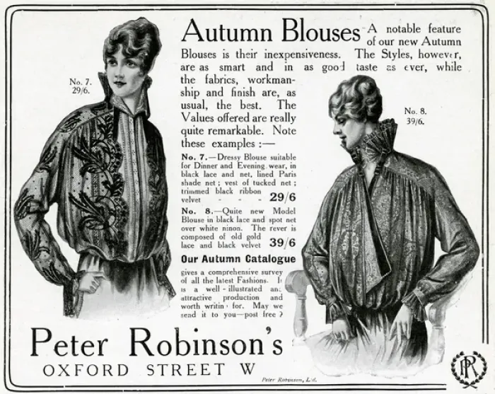 Framed Print : Advert for Peter Robinsons womens dressy blouses 1915