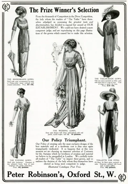 Framed Print : Advert for Peter Robinsons womens gowns 1911