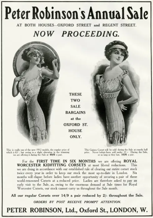 Framed Print : Advert for Peter Robinsons womens undergarments 1912 Framed Print : Advert for Peter Robinsons womens undergarments 1912