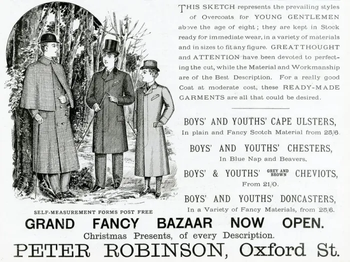 Framed Print : Advert for Peter Robinsons young gentlemens coats 1893