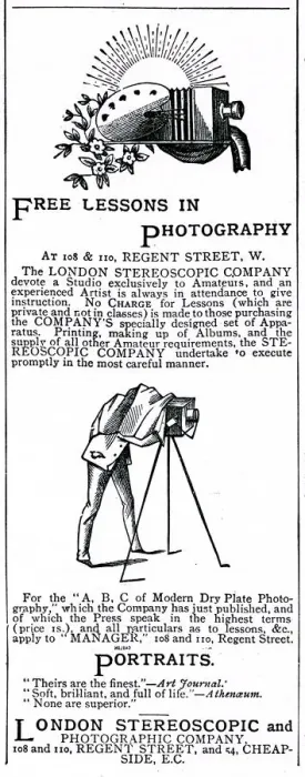 Framed Print : Advert for photography lessons 1884 Framed Print : Advert for photography lessons 1884
