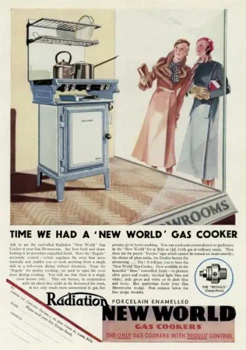 Framed Print : Advert for the Radiation New World Gas Cooker 1933 Framed Print : Advert for the Radiation New World Gas Cooker 1933