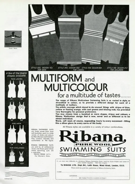 Framed Print : Advert for Ribana pure wool bathing suits 1931 Framed Print : Advert for Ribana pure wool bathing suits 1931