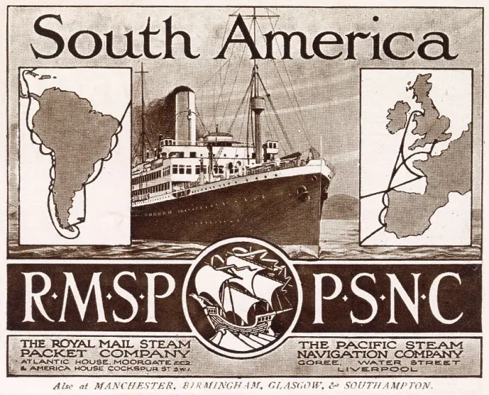 Framed Print : Advertisement for R.M.S.P - Royal Mail Steam Packet Company, British shipping company Framed Print : Advertisement for R.M.S.P - Royal Mail Steam Packet Company, British shipping company