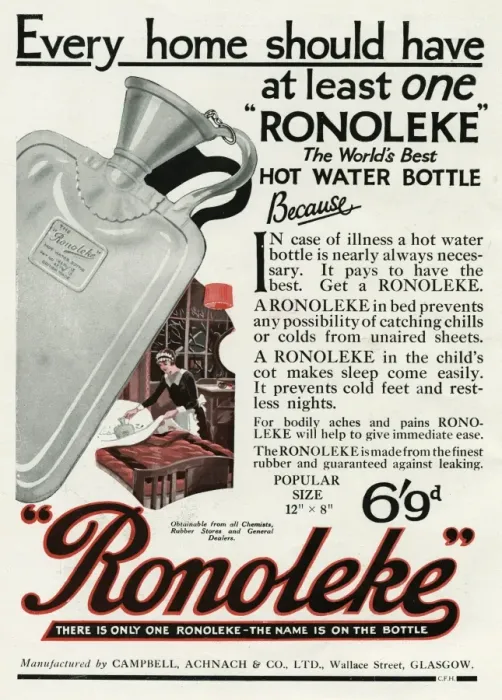 Framed Print : Advert for Ronoleke hot water bottle Framed Print : Advert for Ronoleke hot water bottle