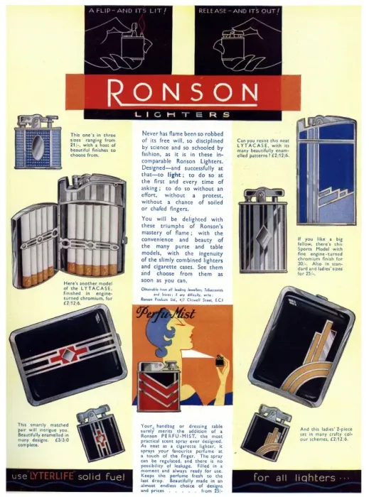 Framed Print : Advertisement for Ronson lighters, 1931 Framed Print : Advertisement for Ronson lighters, 1931