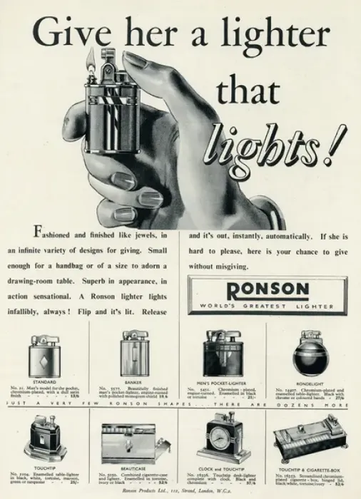 Framed Print : Advert for Ronson lighters 1938 Framed Print : Advert for Ronson lighters 1938