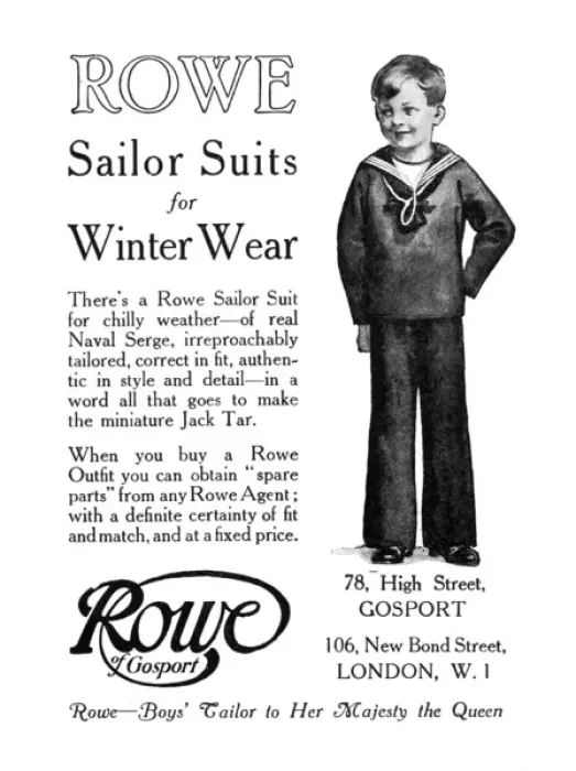 Framed Print : Advertisement for Rowe sailor suits Framed Print : Advertisement for Rowe sailor suits
