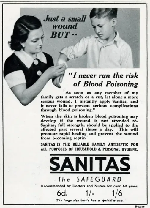 Framed Print : Advert for Sanitas - family antiseptic for wounds 1937 Framed Print : Advert for Sanitas - family antiseptic for wounds 1937