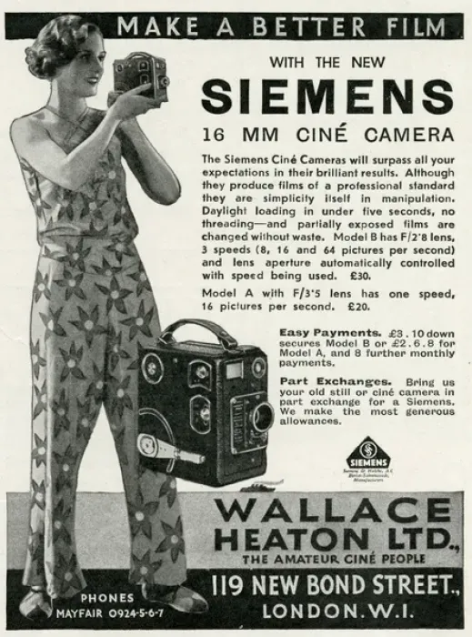 Framed Print : Advert for Siemens Cine Cameras 1933 Framed Print : Advert for Siemens Cine Cameras 1933