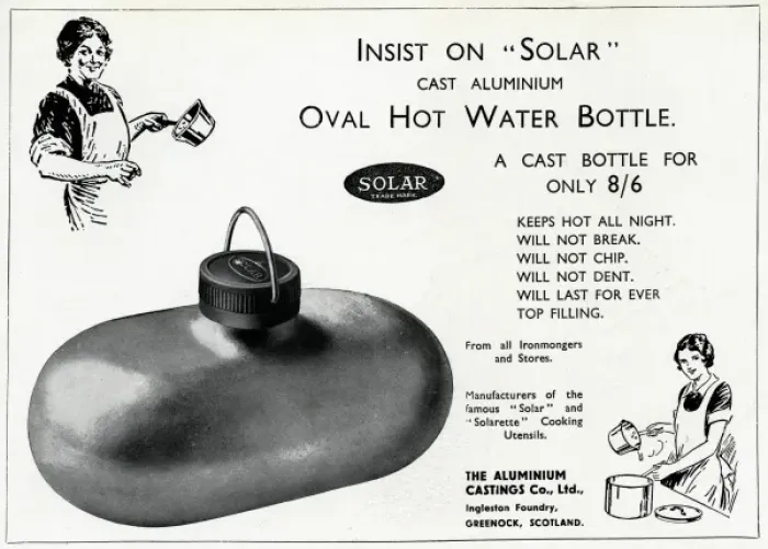 Framed Print : Advert for Solar aluminium hot water bottle 1933 Framed Print : Advert for Solar aluminium hot water bottle 1933