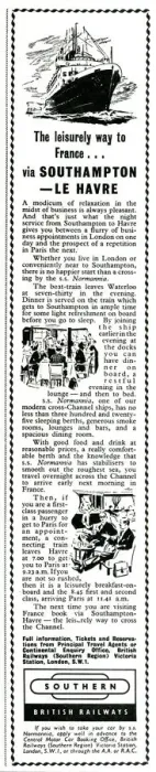 Framed Print : Advertisement for Southern British Railways 1957 Framed Print : Advertisement for Southern British Railways 1957