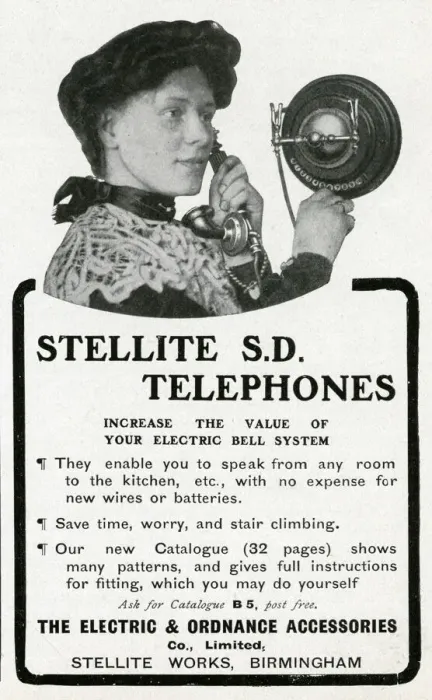 Framed Print : Advert for Stellite portable room to room telephone 1905 Framed Print : Advert for Stellite portable room to room telephone 1905