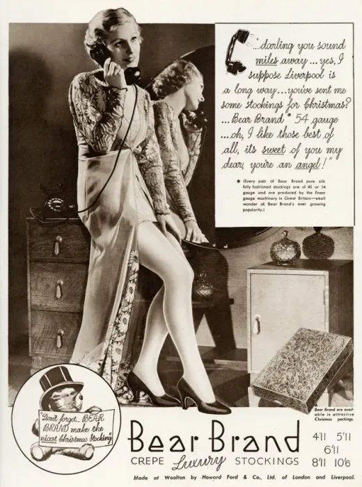 Framed Print : Advert for Stockings by Bear Brand 1934 Framed Print : Advert for Stockings by Bear Brand 1934