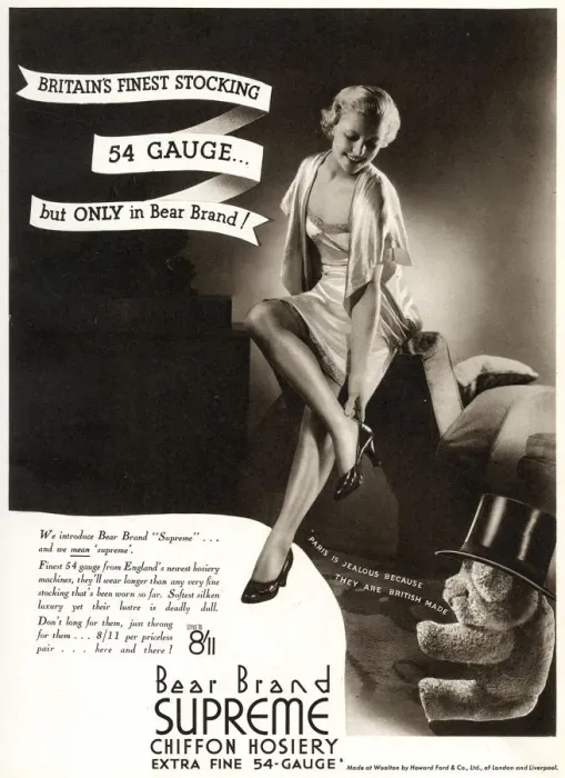 Framed Print : Advert for Stockings by Bear Brand 1934 Framed Print : Advert for Stockings by Bear Brand 1934