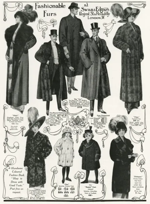 Framed Print : Advert for Swan & Edgars fur coats 1911