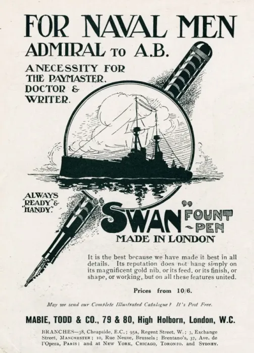 Framed Print : Advert for Swan fountain pens 1914
