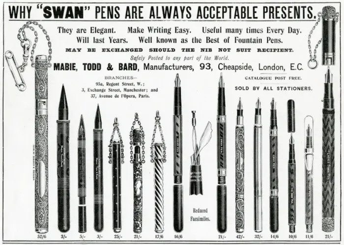 Framed Print : Advert for Swan fountain pens & leaded pencils 1901 Framed Print : Advert for Swan fountain pens & leaded pencils 1901