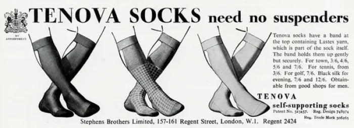 Framed Print : Advert for Tenova mens self-supporting socks 1938 Framed Print : Advert for Tenova mens self-supporting socks 1938