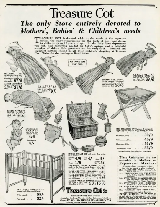 Framed Print : Advert for Treasure Cot baby specialises 1930 Framed Print : Advert for Treasure Cot baby specialises 1930