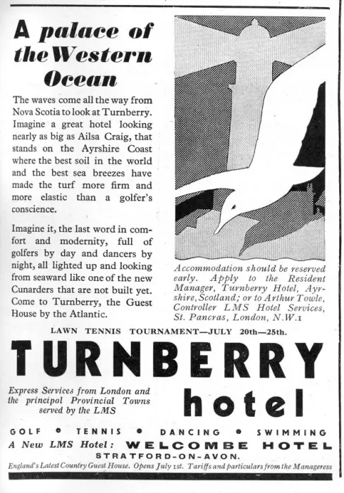 Framed Print : Advertisement for Turnberry Hotel, Girvan, Scotland Framed Print : Advertisement for Turnberry Hotel, Girvan, Scotland