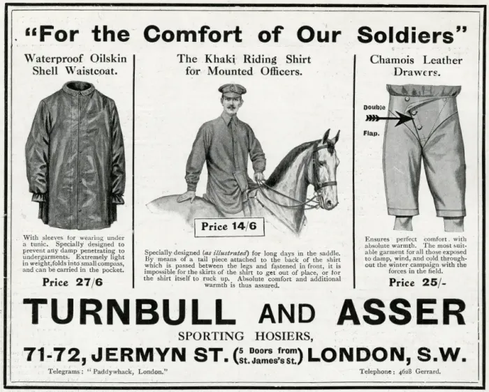 Framed Print : Advert for Turnbull and Asser comforts for soldiers 1915 Framed Print : Advert for Turnbull and Asser comforts for soldiers 1915