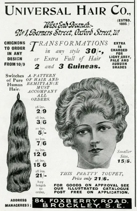 Framed Print : Advert for Universal hair extensions 1915 Framed Print : Advert for Universal hair extensions 1915