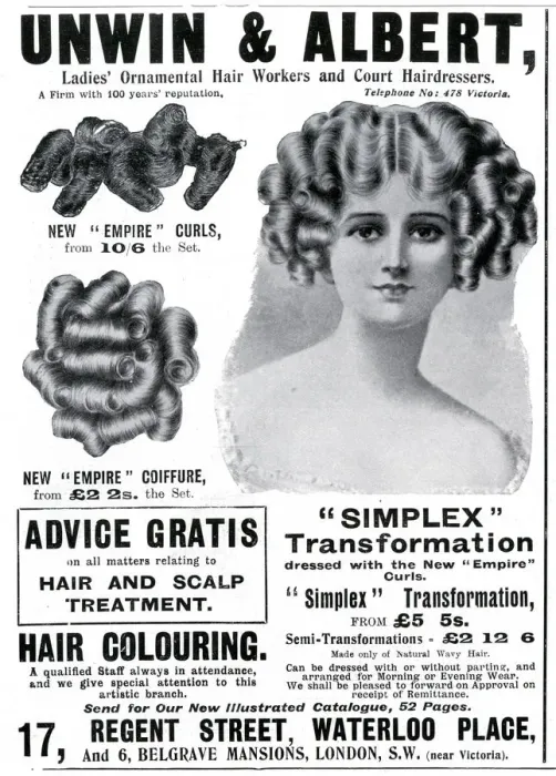 Framed Print : Advert for Unwin & Albert womens coiffure 1908 Advert for Unwin & Albert womens Framed Print : Advert for Unwin & Albert womens coiffure 1908 Advert for Unwin & Albert womens
