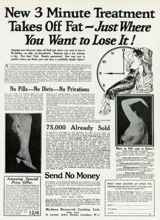Framed Print : Advert for Veco reducing cup for weight loss 1926 Framed Print : Advert for Veco reducing cup for weight loss 1926