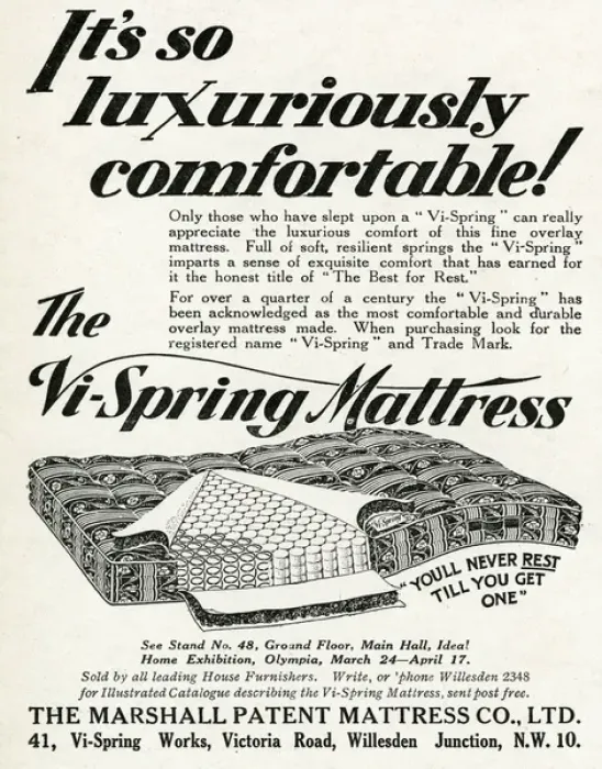 Framed Print : Advert for Vi-spring Mattress 1930 Framed Print : Advert for Vi-spring Mattress 1930
