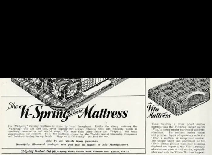 Framed Print : Advert for Vi-spring Mattress 1934 Framed Print : Advert for Vi-spring Mattress 1934