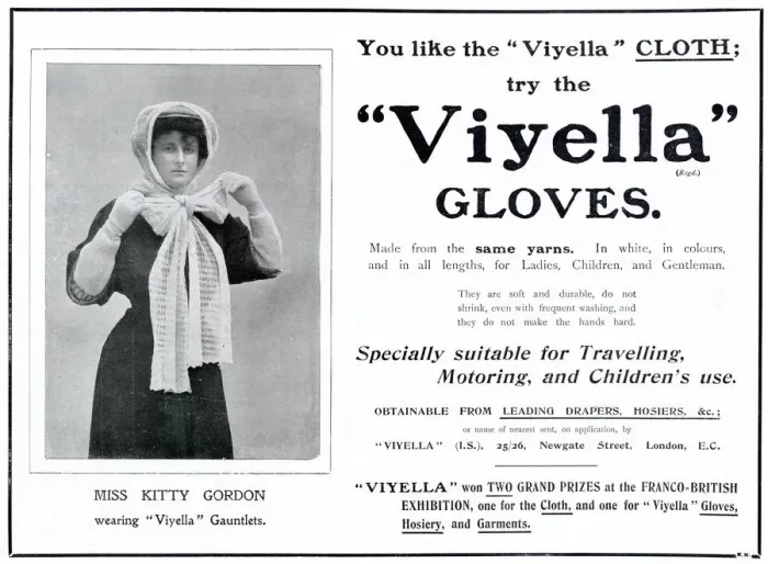 Framed Print : Advert for Viyella, womens motoring headscarf 1908 Framed Print : Advert for Viyella, womens motoring headscarf 1908