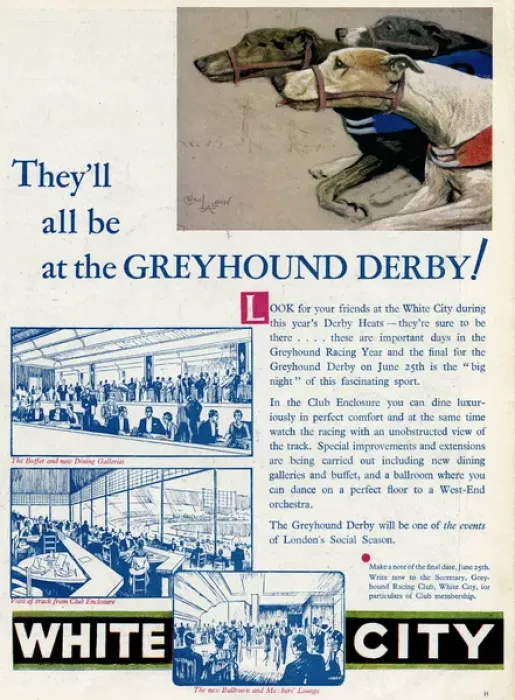 Framed Print : Advert for White City Greyhound Racing 1932 Framed Print : Advert for White City Greyhound Racing 1932