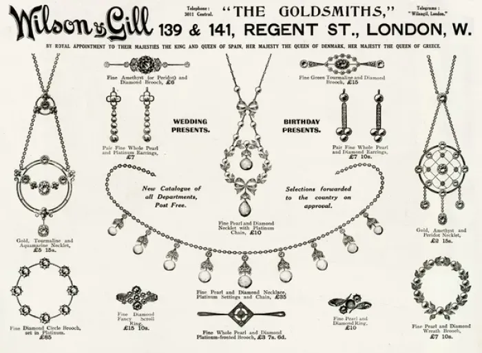 Framed Print : Advert for Wilson & Gill jewellery 1913