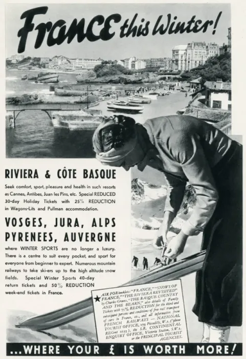 Framed Print : Advert for winter holidays to France 1937 Framed Print : Advert for winter holidays to France 1937
