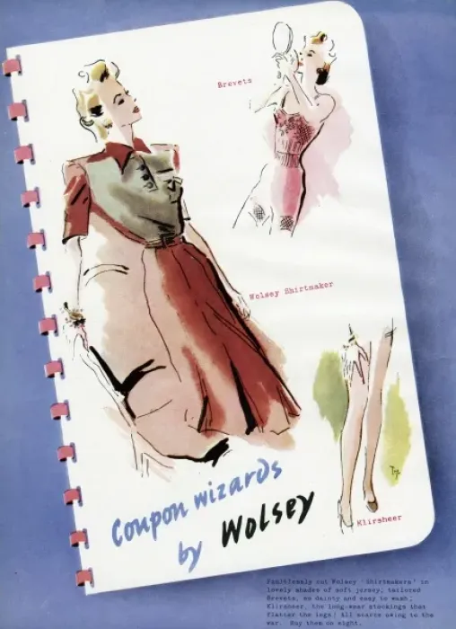 Framed Print : Advert for Wolsey womens clothing 1942