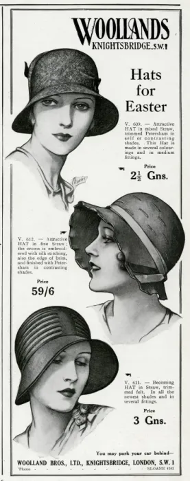 Framed Print : Advert for Woollands cloche hats 1930 Framed Print : Advert for Woollands cloche hats 1930