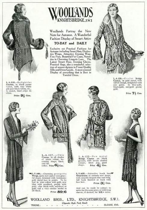 Framed Print : Advert for Woollands women's evening coats 1929 Framed Print : Advert for Woollands women's evening coats 1929