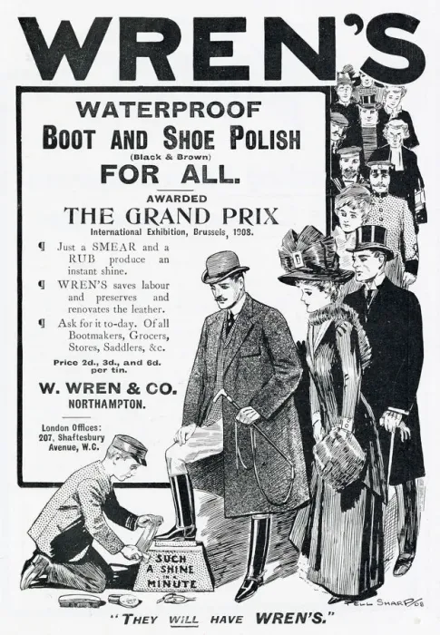 Framed Print : Advert for Wrens shoe polish 1908