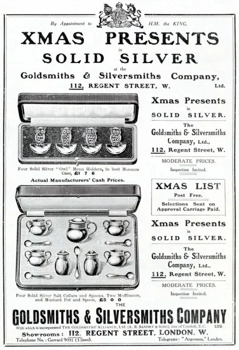 Framed Print : Advert for Xmas presents in solid silver at the Goldsmiths & Silversmiths Company