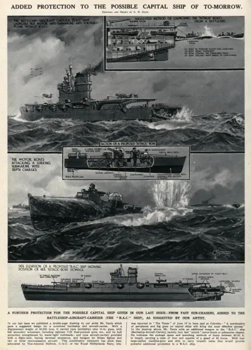 Framed Print : Added protection for warship by G. H. Davis