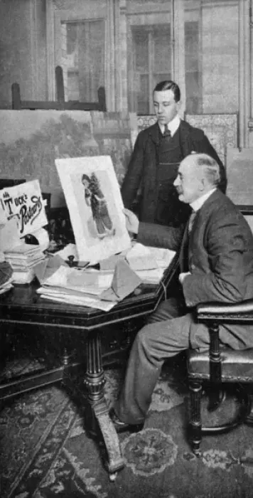 Framed Print : Adolph Tuck of Raphael Tuck passing a card design Framed Print : Adolph Tuck of Raphael Tuck passing a card design