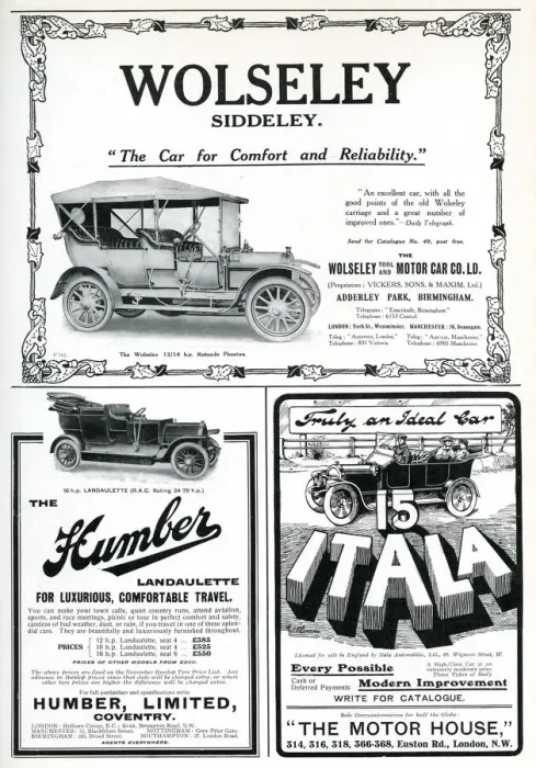 Framed Print : Adverts for motoring 1910 Framed Print : Adverts for motoring 1910