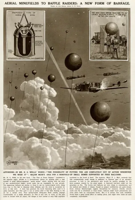 Framed Print : Aerial minefields by G. H. Davis