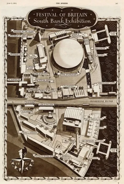 Framed Print : Aerial plan of the Festival of Britain site, London Framed Print : Aerial plan of the Festival of Britain site, London