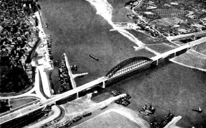 Framed Print : Aerial View of the bridge at Nijmegen, Holland; Second World